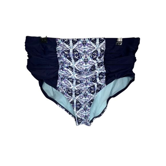 Adore Me High Rise Ruched Kaleidoscope Pattern Bathing Suit Bottoms - Picture 1 of 5
